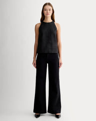 The Linen High-Neck Tank | Black