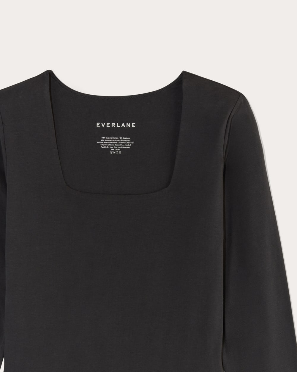 The Long-Sleeve Supima庐 Square-Neck Bodysuit | Black | Thong