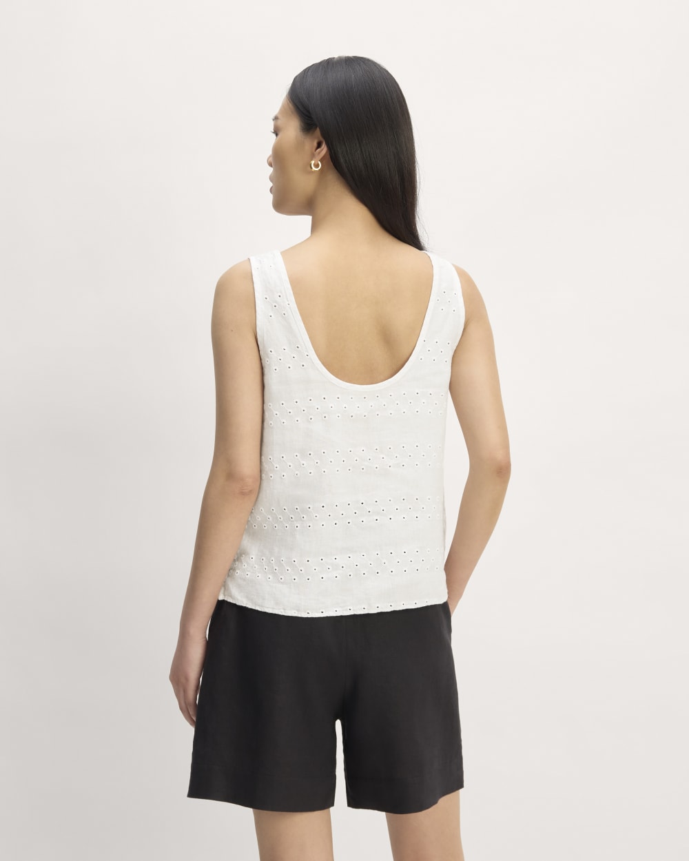 The Linen Eyelet Scoop-Neck Tank | White Eyelet