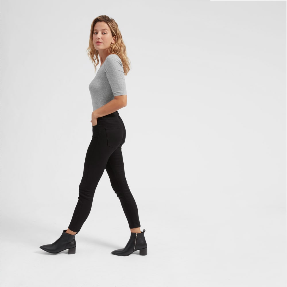 The Luxe Micro-Rib Scoop-Neck Tee | Heathered Grey