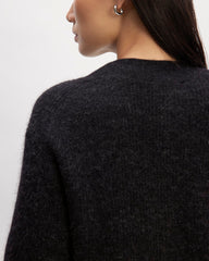The Oversized Alpaca Pocket Cardigan | Heathered Black