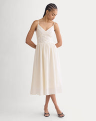 Midi Dress in Cotton Silk Voile | Bone