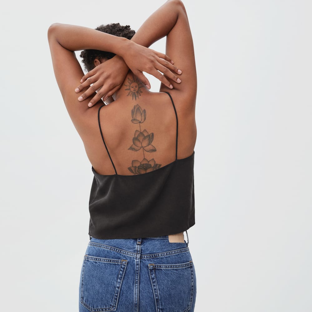 The Washable Silk Cropped Cami | Black