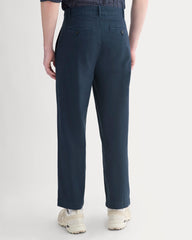 Cropped Slub Trouser | Deep Navy