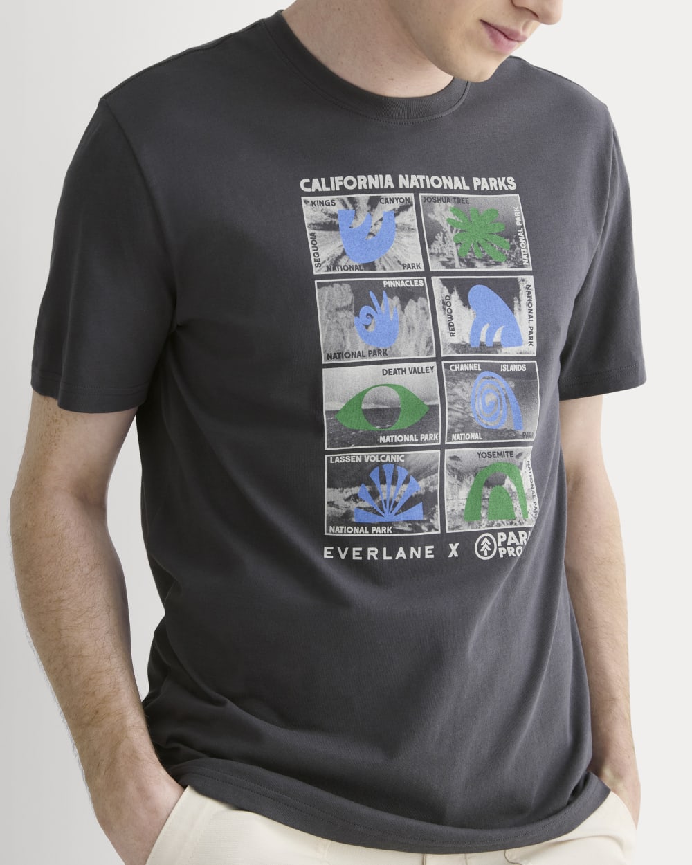 The ESENSMOD x Parks Project Essential Organic Crew | Forged Iron / Natural / Granada Sky Blue / Green