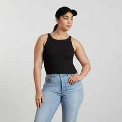 The Pima Micro-Rib Short Tank | Black
