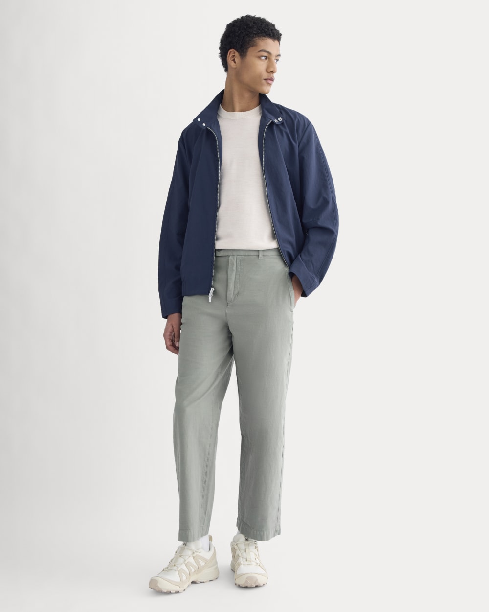 Cropped Slub Trouser | Agave Green