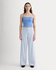 The Seamed Top in Stretch Linen | Bluebell