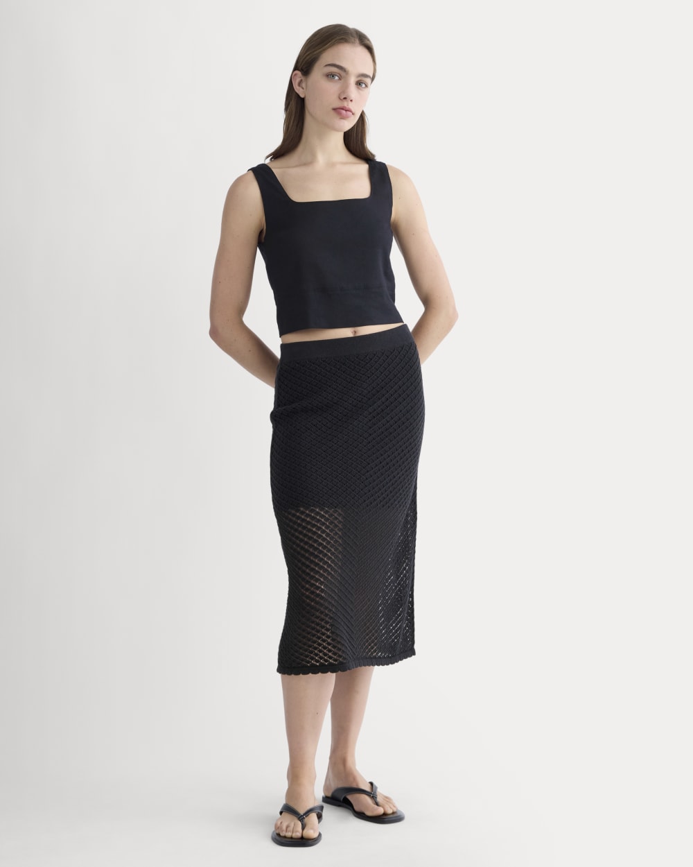 The Square Tank in Stretch Linen | Black
