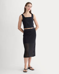 The Square Tank in Stretch Linen | Black