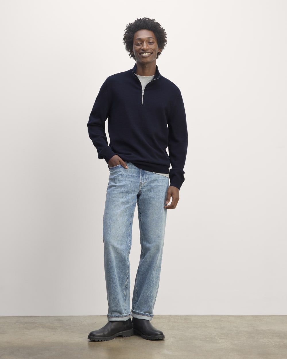The Quarter-Zip in Cashmere | Navy