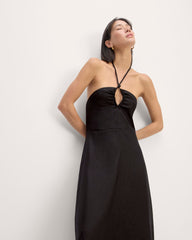 The Linen Halter-Neck Dress | Black