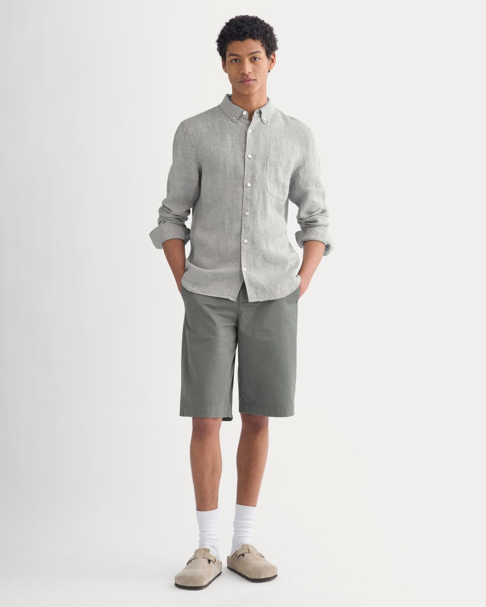 The Classic Shirt in Linen | Agave / Bone