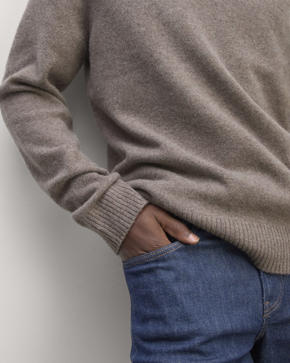 The Premium Merino Crew Neck Sweater | Taupe Melange