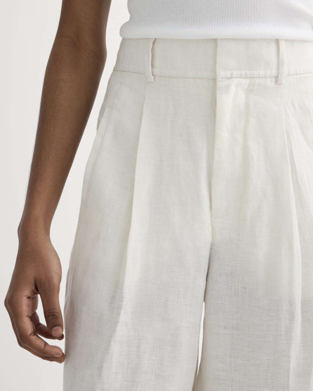 The Linen Way-High庐 Drape Pant | Natural Chambray