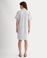 The Oxford Short-Sleeve Shirt Dress | Charcoal / White