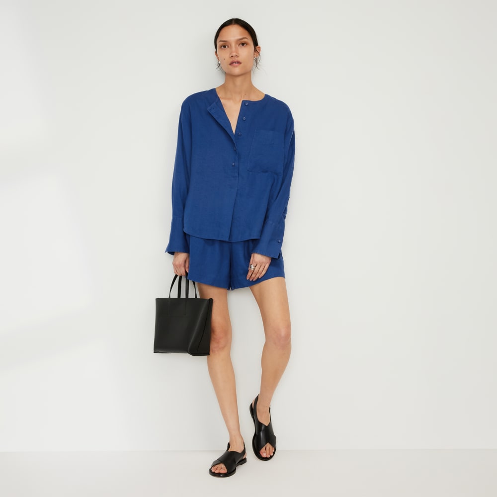 The Linen Popover Shirt | Mazarine Blue