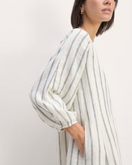 The Linen A-Line Midi Dress | Bone/Navy