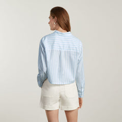 The Way-Short Shirt in Silky Cotton | Mariner Blue / White