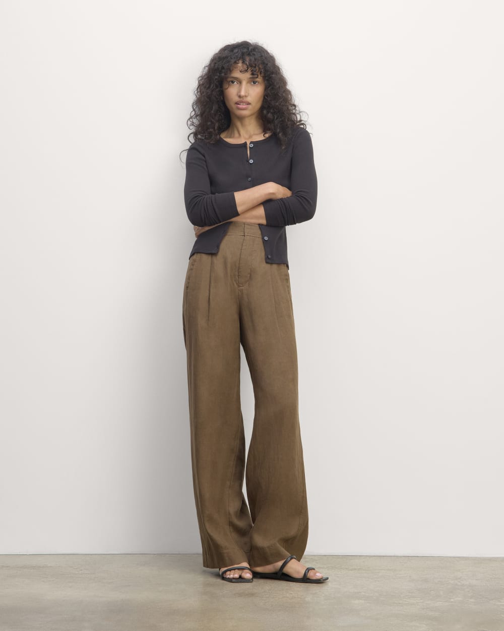 The Linen Way-High庐 Drape Pant | Cocoa