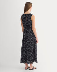 Maxi Dress in Silk Georgette | Floral/Black