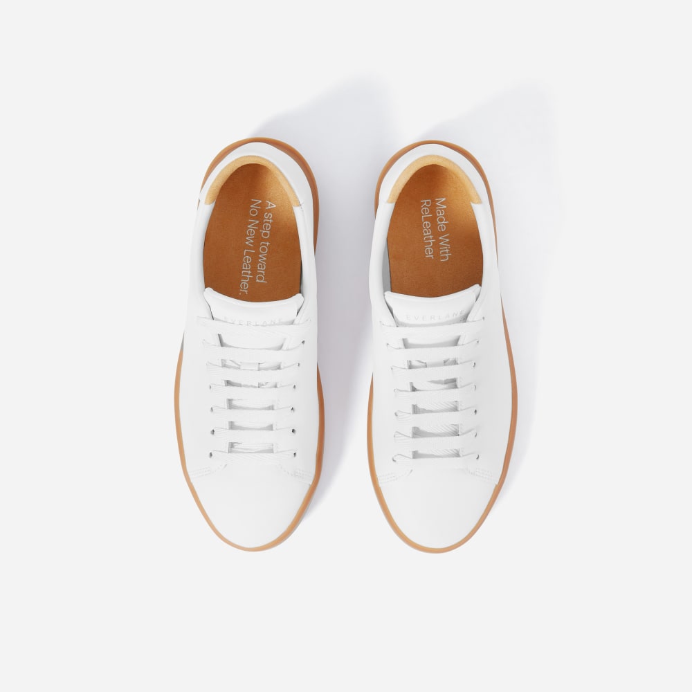 The ReLeather庐 Tennis Shoe | White / Gum Sole