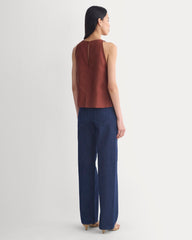 The Linen High-Neck Tank | Henna Red