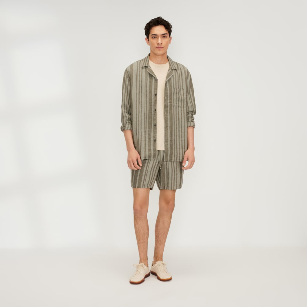 The Relaxed Linen Long-Sleeve Shirt | Seagrass / Kalamata