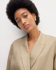 The Linen Double Breasted Blazer | Trench Coat Khaki