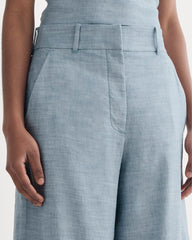 The Wide-Leg Pant in Stretch Linen | Chambray