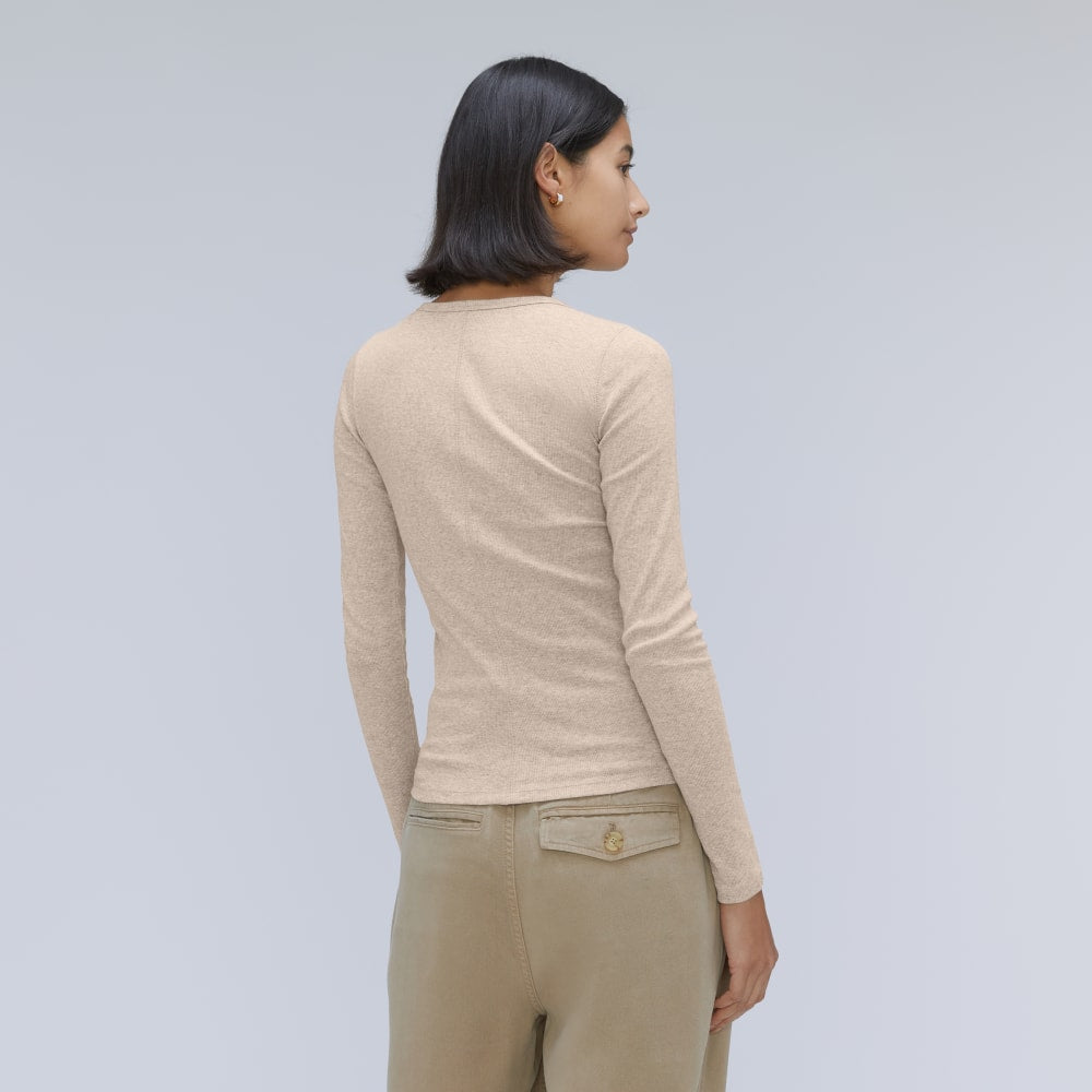 The Luxe Rib Long-Sleeve Crew | Heathered Meringue