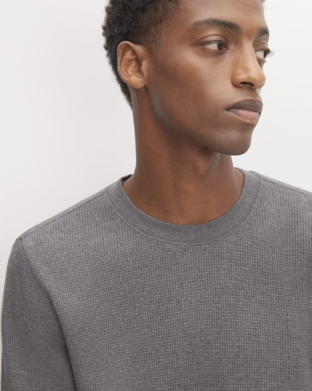The Waffle Long-Sleeve Crew | Heathered Charcoal
