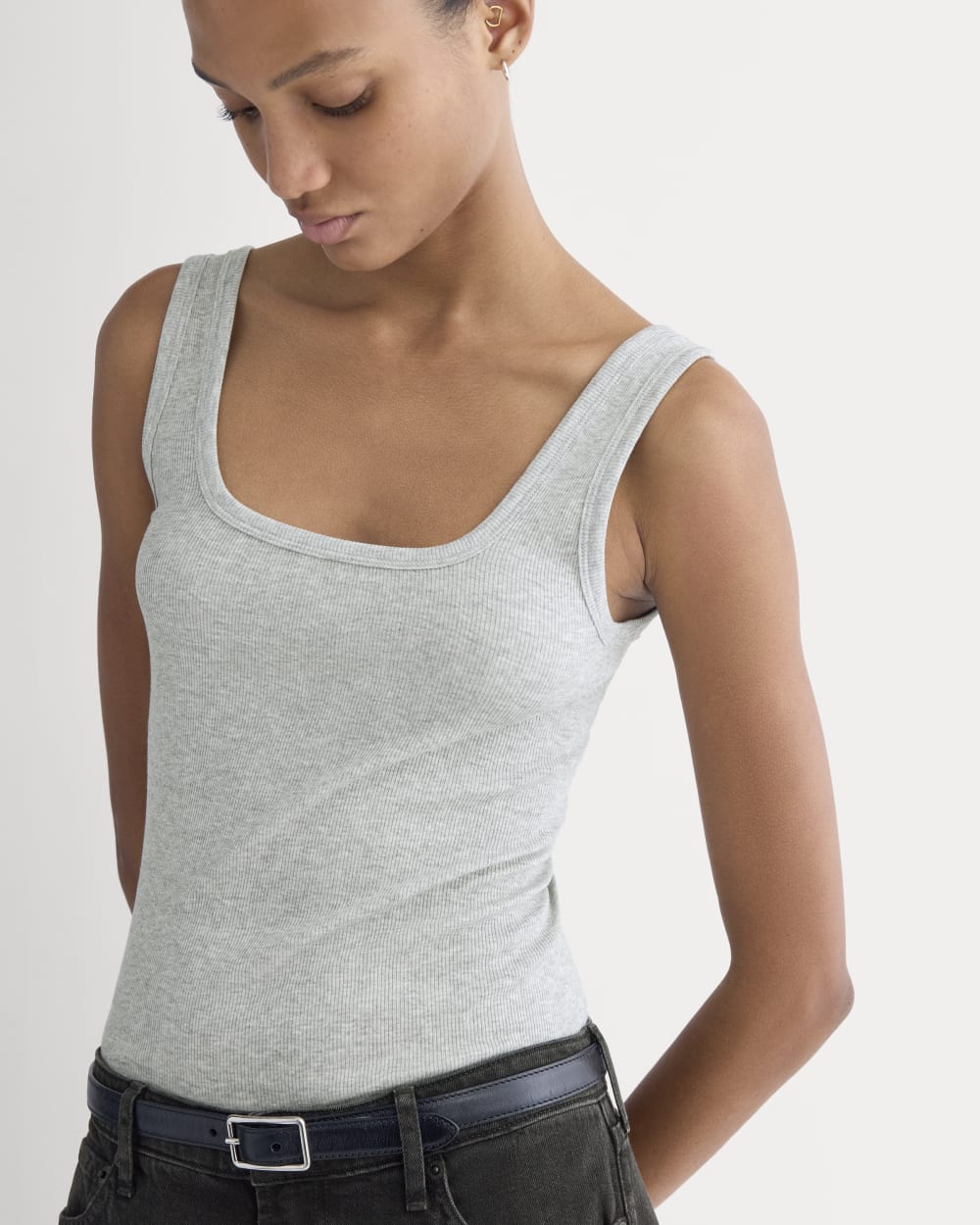 The Luxe Rib聽Square-Neck Tank | Classic Heather Grey