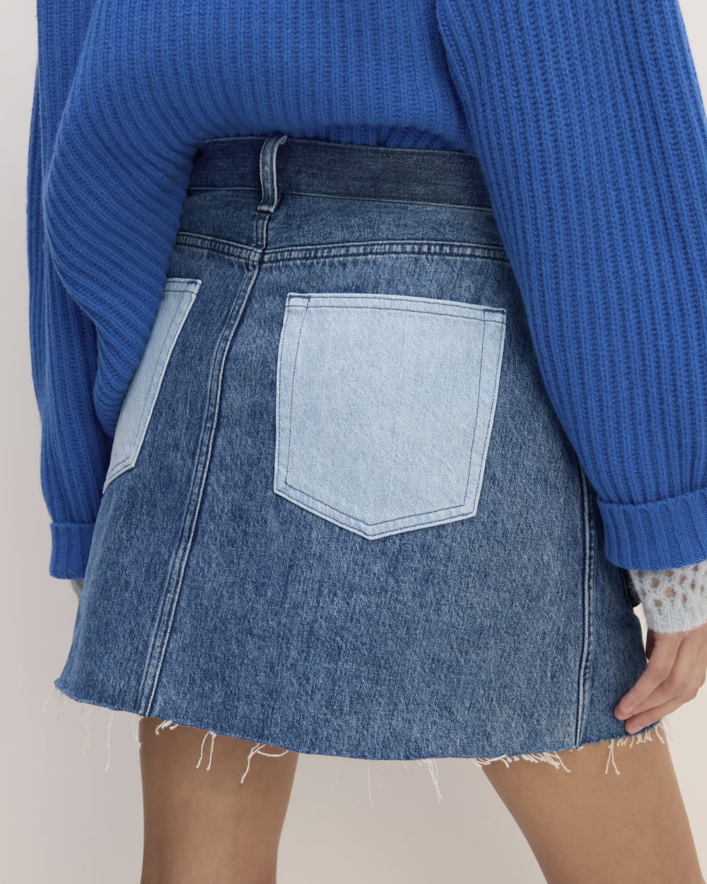 The ESENSMOD x Marques' Almeida Denim Patchwork Mini Skirt | Diamond Blue