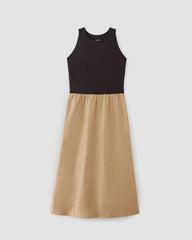 The Supima® High-Neck Riviera Dress | Black / Tiger's Eye