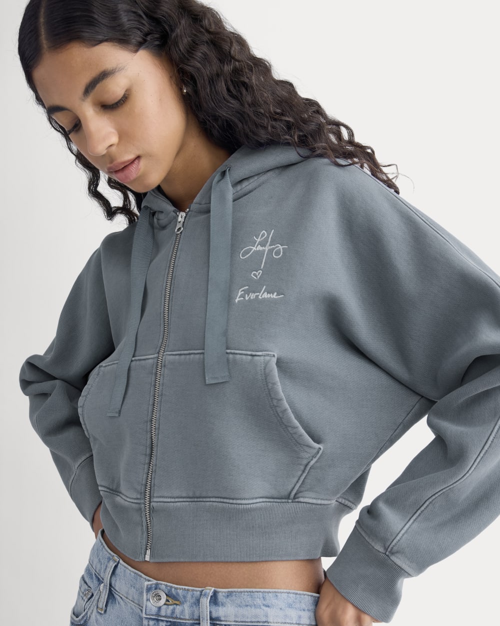 ESENSMOD x The Laufey Foundation Cropped Full-Zip Hoodie | Vintage Indigo