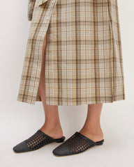 The Supima® Cotton Short-Sleeve Shirt Dress | Pale Khaki Plaid