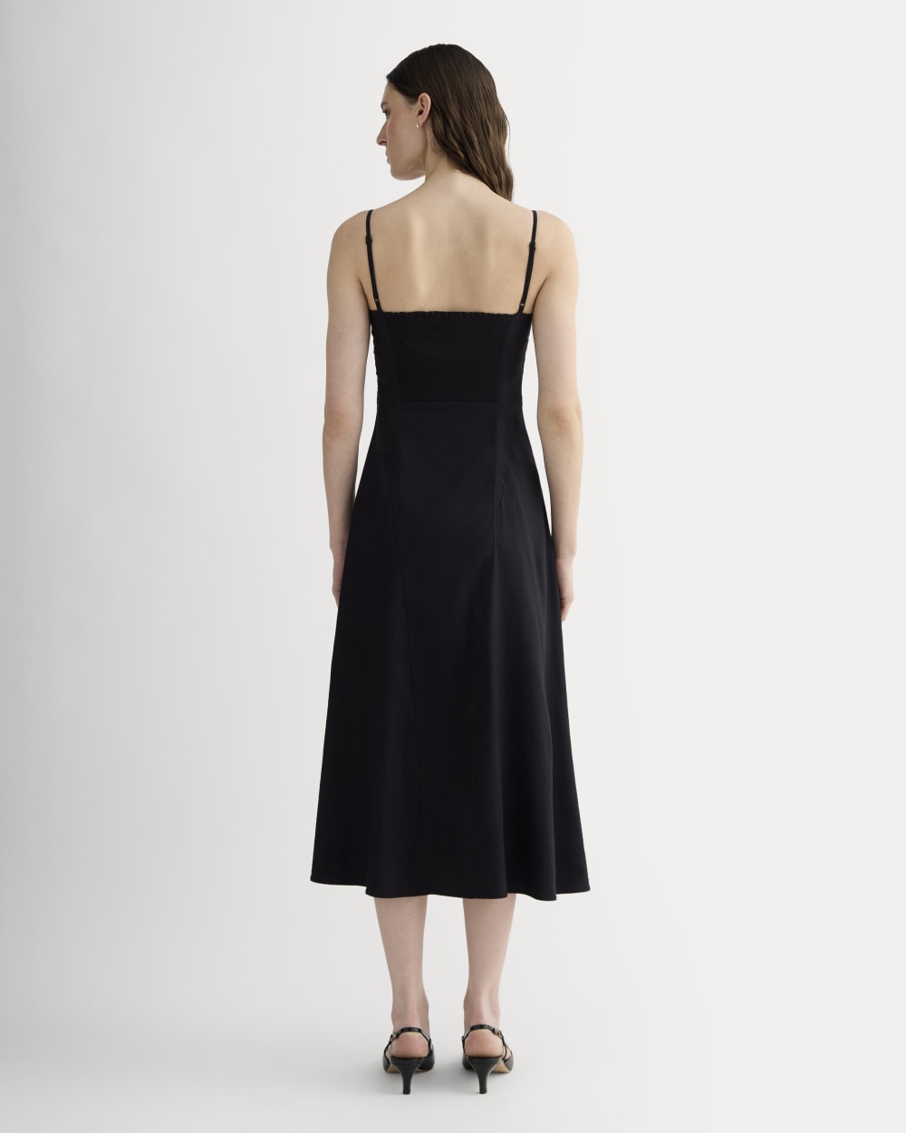 The Seamed Dress in Stretch Linen | Black