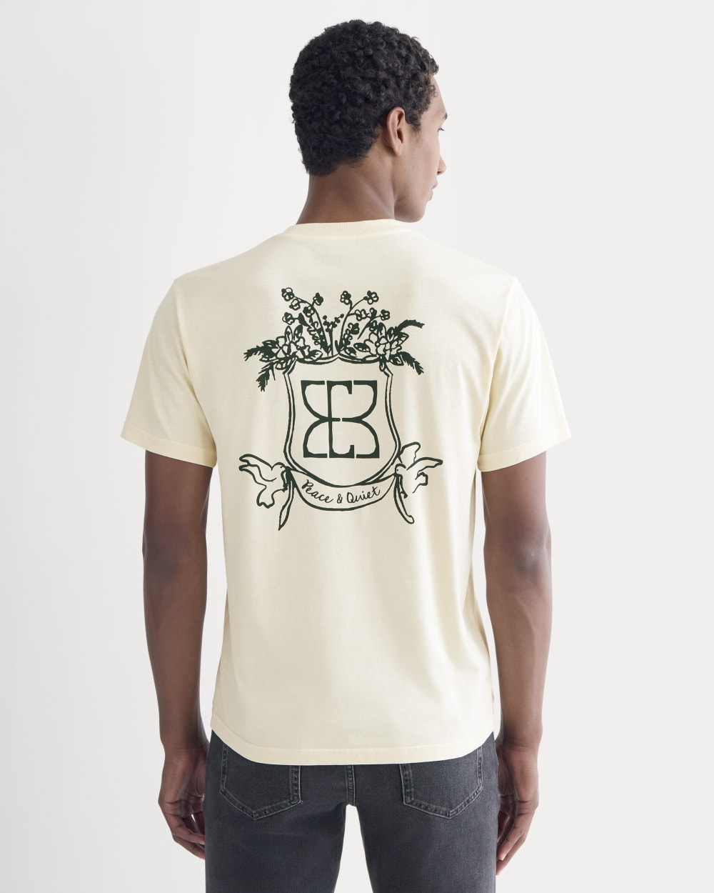 ESENSMOD x Peace and Quiet Crest Graphic Tee | Bone