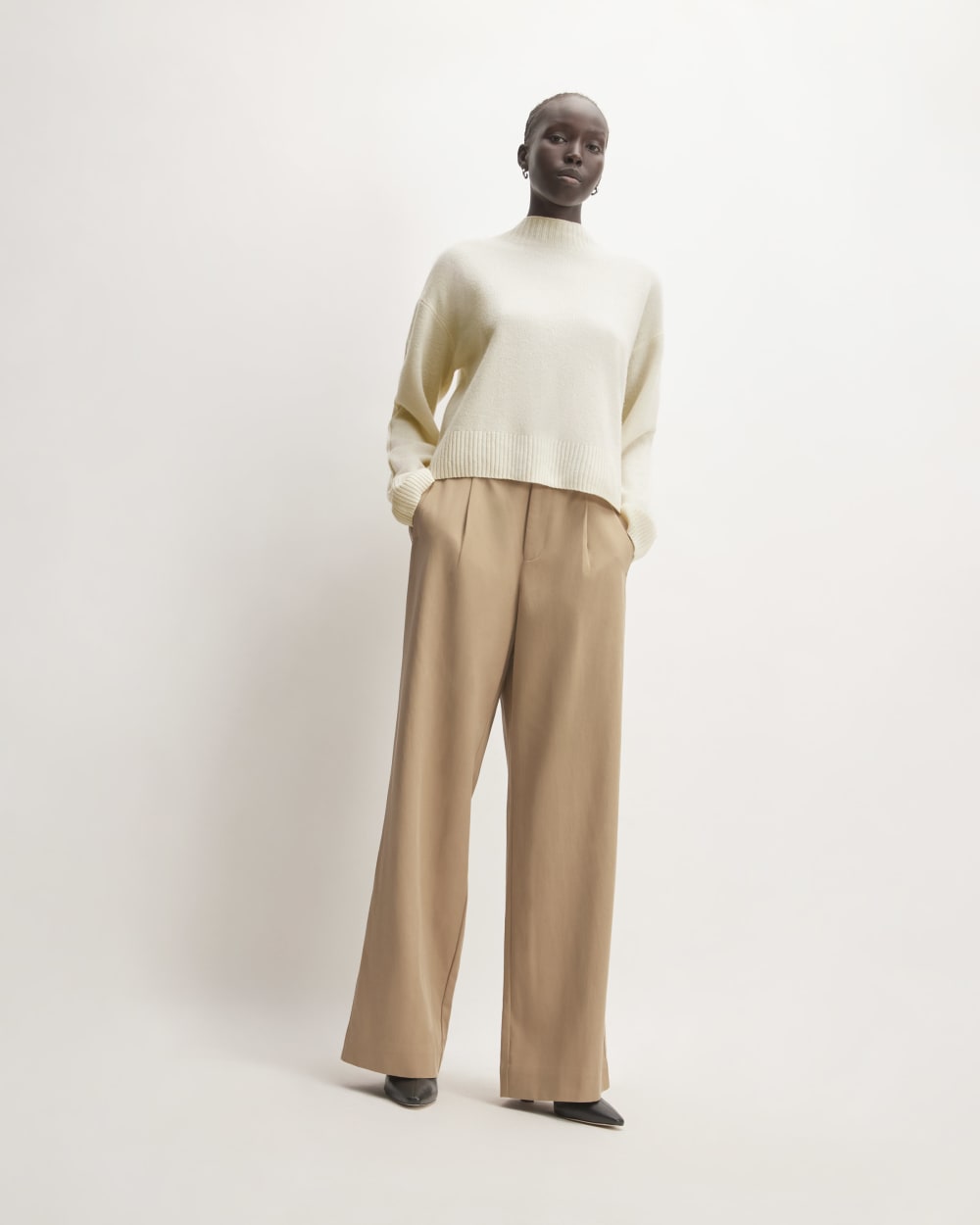 The Good Merino Wool Mockneck Sweater | Bone