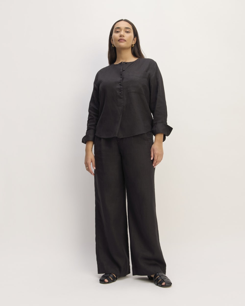 The Popover Shirt in Linen | Black