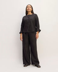 The Popover Shirt in Linen | Black