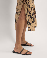 The TENCEL™ Midi Slip Dress | Black / Cornstalk Abstract