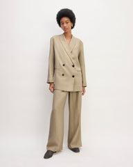 The Linen Double Breasted Blazer | Trench Coat Khaki