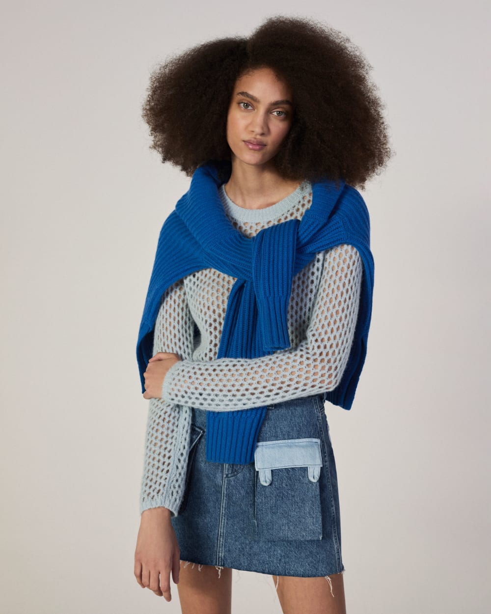 The ESENSMOD x Marques' Almeida Denim Patchwork Mini Skirt | Diamond Blue