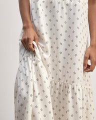 The Long Weekend Dress in Butterlite | Bone / Black Square Dot