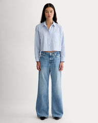 The Way-Short Shirt in Silky Cotton | Chambray Blue