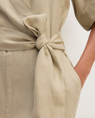 The Wrap Jumpsuit in Linen | Trench Coat Khaki