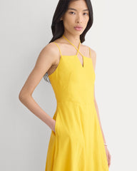 Tie-Neck Dress in Stretch Linen | Passion Fruit