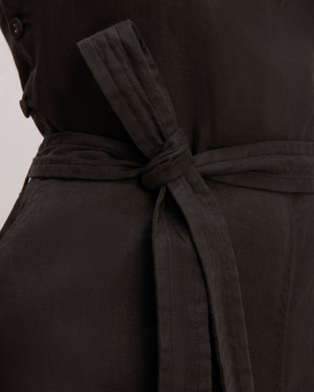 The Linen Side-Button Jumpsuit | Black